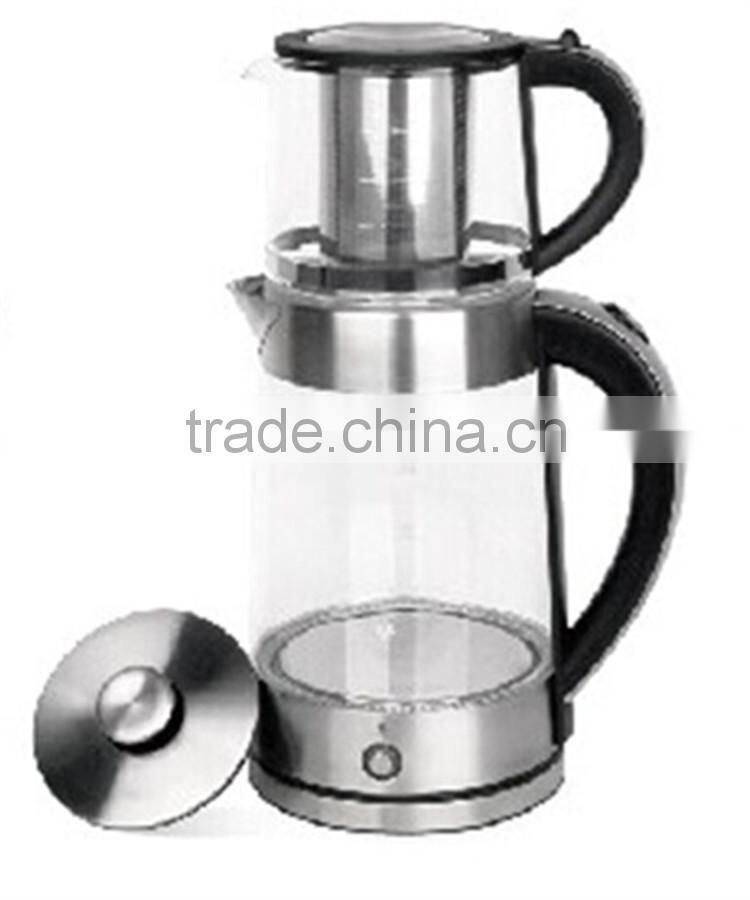1.7L 360 degree cordless glass electric kettle with Clear glass tea pot
