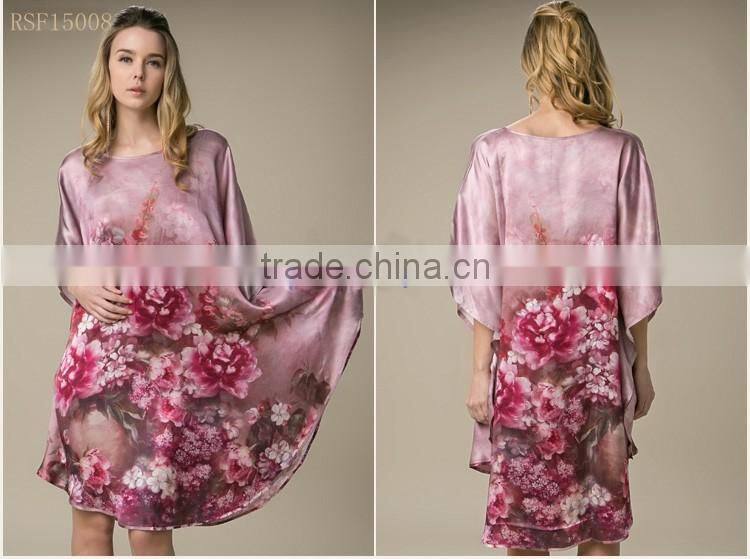 beach 100%satin silk women popular one size kaftan dress