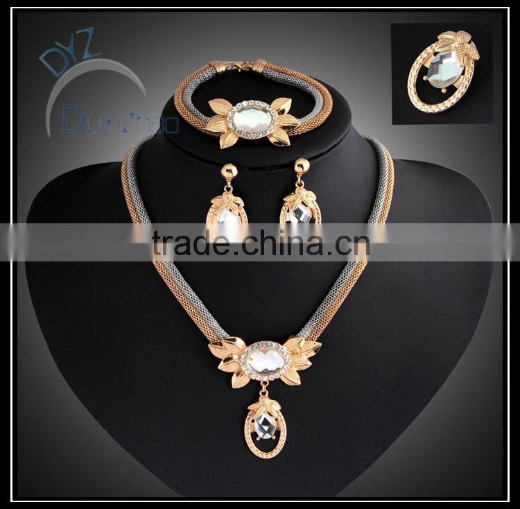 wholesale gold plated colored gemstone jewelry set in China