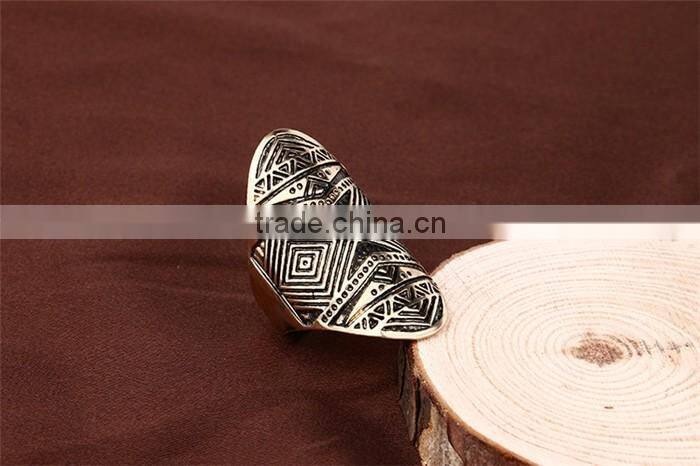Full metal zinc alloy bohemian vintage graven gold finger ring jewelry