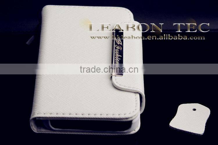 Card holder High quality wallet case cross pattern real cow leather case for Iphone 4 4S