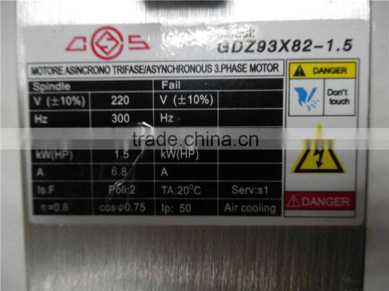Hot selling GDZ93x82-1.5(220V) Toauto 18000rpm cnc spindle motor 1.5kw