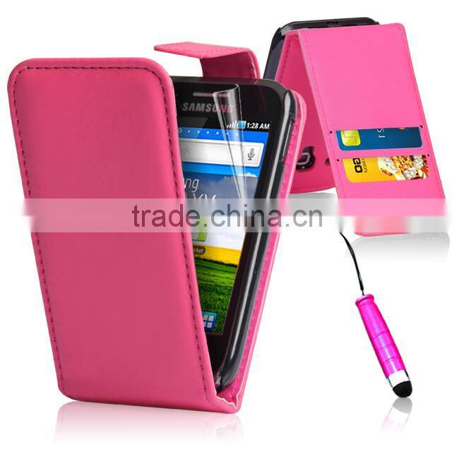 Set Screen Protector Stylus And Case For Samsung Galaxy Ace S5830 , Dark Blue Leather Wallet Shenzhen Phone Case