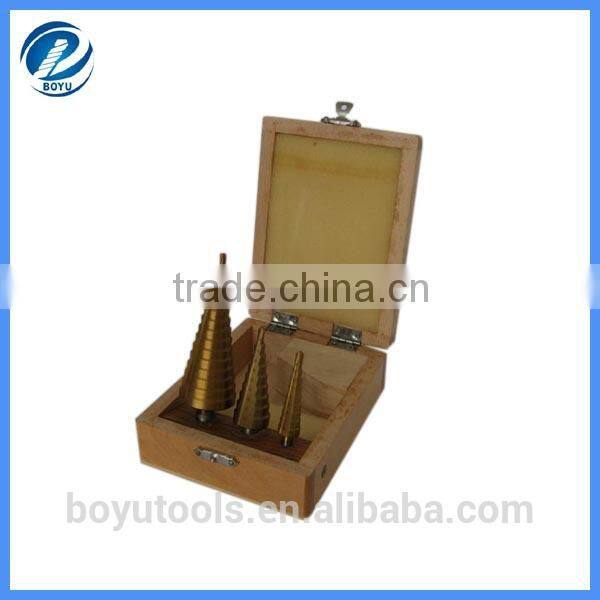 sprial fluted wood step drill bit hex shank