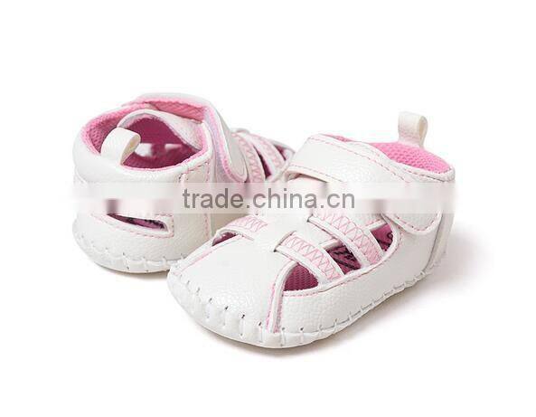 top quality new born baby kids soft half rubber soled toddler pu sandal shoes