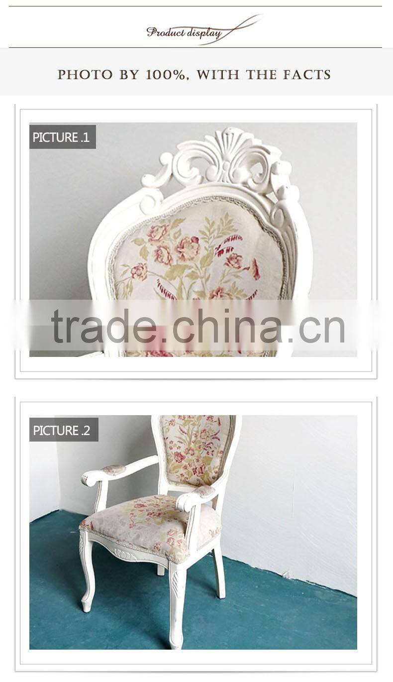 Home Furniture Modern European Floral Cloth Armrest Backrest Dining chairs