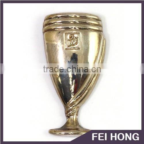 Simple 3D embossed shiny nickel trophy cup pin badge