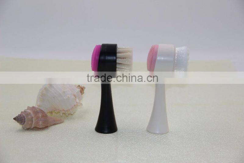 Newly skin care two sides silica gel add bristles face brush massage for women&men