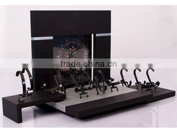 OEM wooden watch display stand with brown baker lacquered watch window display