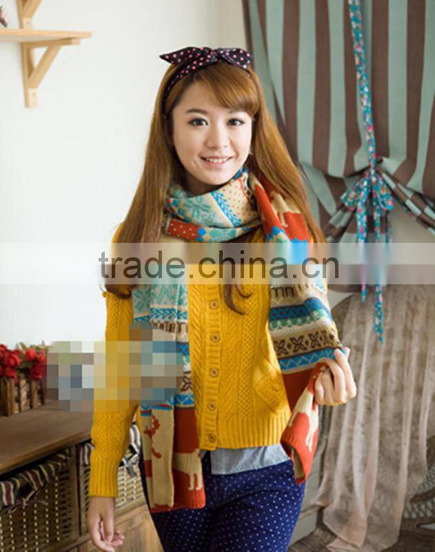 100% acrylic chunky jacquard double knitted scarf