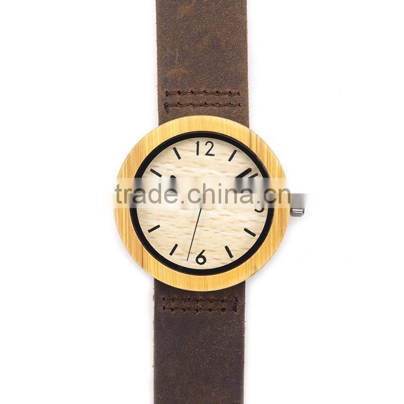 WJ-5353 Japan movement newest special genuine leather strap wood dial unisex watches