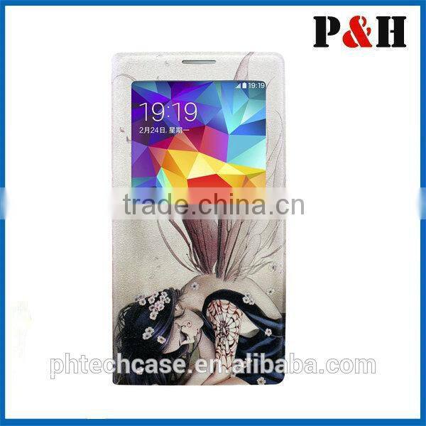 Lovely sweet heart color drawing printing leather case for Samsung galaxy S5