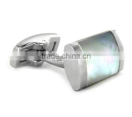 West Coast Jewelry Stainless Steel White Mother of Pearl Inlay Rectangular Cufflinks Charm men cufflink