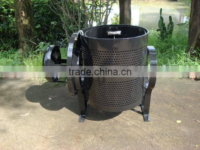 Powder coated metal outdoor dustbin with ashtray