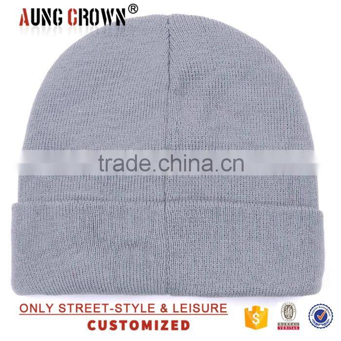2016 beanie acrylic plain knit beanie hats for men