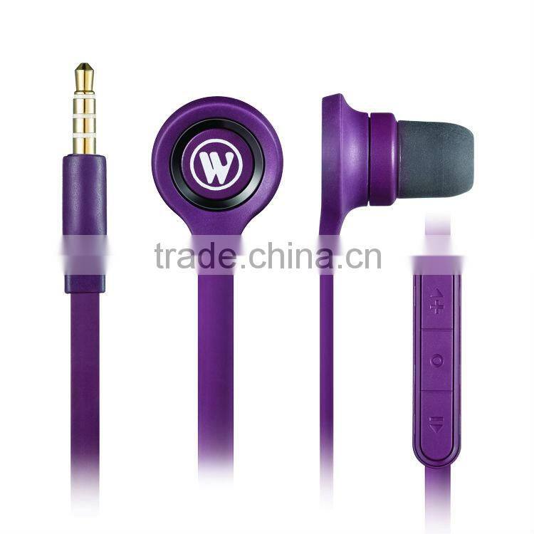 Hot sale flat cable in-ear earphone With Volume Remote