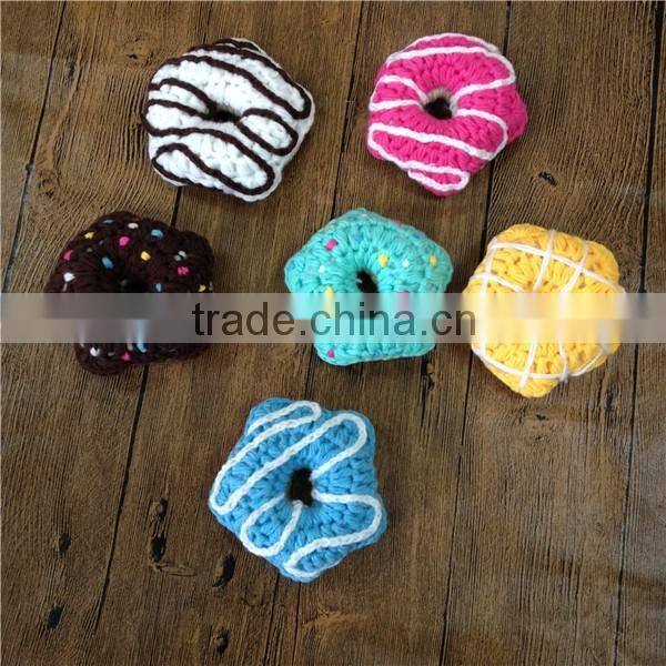 Chocolate Mini food toys round hand crochet donuts
