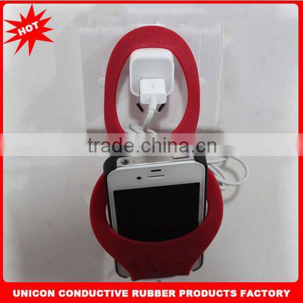 Hot sell wholesale cheap colorful silicone cell phone charger holder