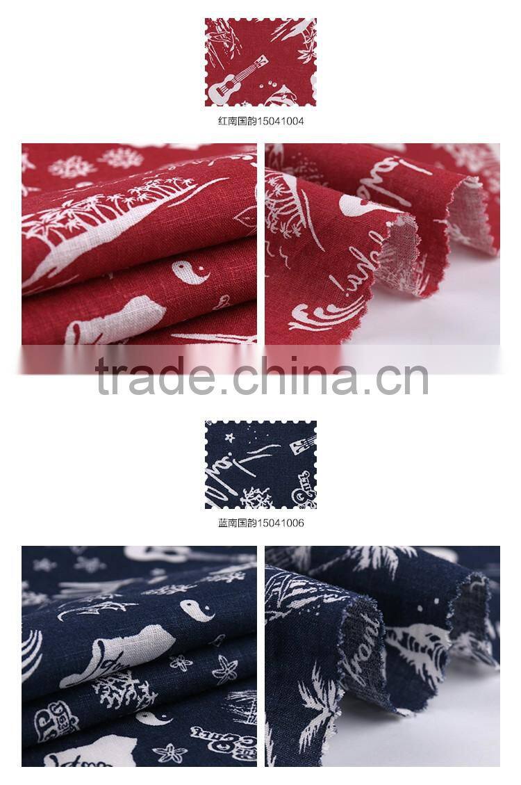 Shaoxing linen viscose fabric rayon printed fabric for woman dress