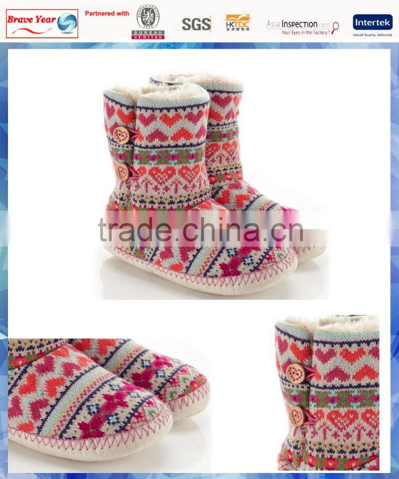 bright heart Fair Isle knit ladies ankle boot/indoor boot/slipper boot