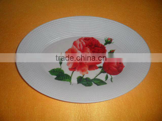 14"plastic oval flat printing dish with metal ring