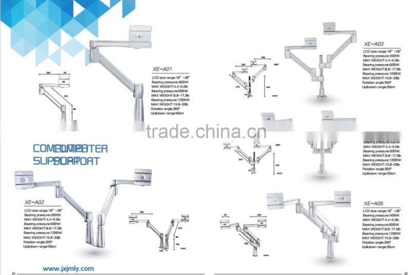 computer accessories XE-B01 360 degree rotatiom professional clamp mount single arm in desk adjustable swing Aluminium arm