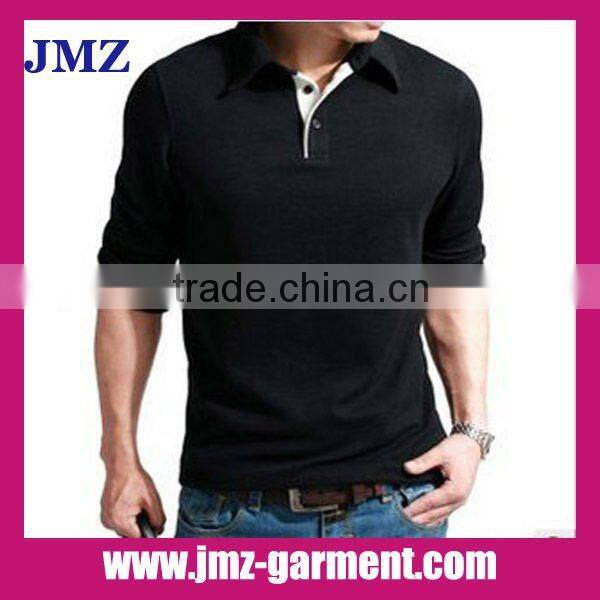 100% cotton plain white long sleeve polo shirt