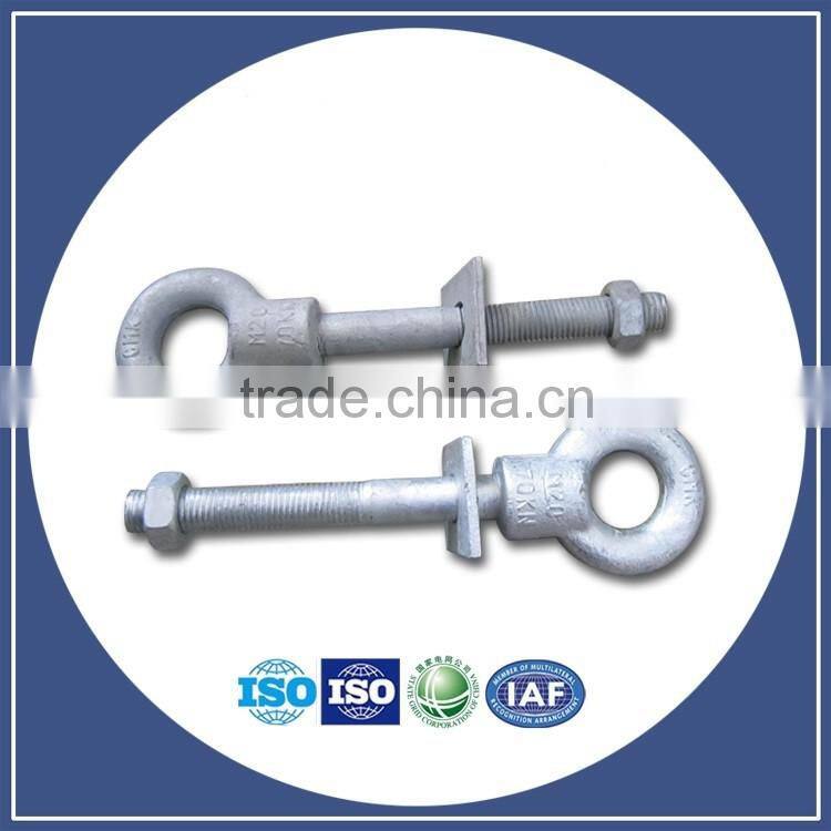 Ring eye bolts Carbon Steel Pigtail eye bolts with nuts galvanized double eye bolts