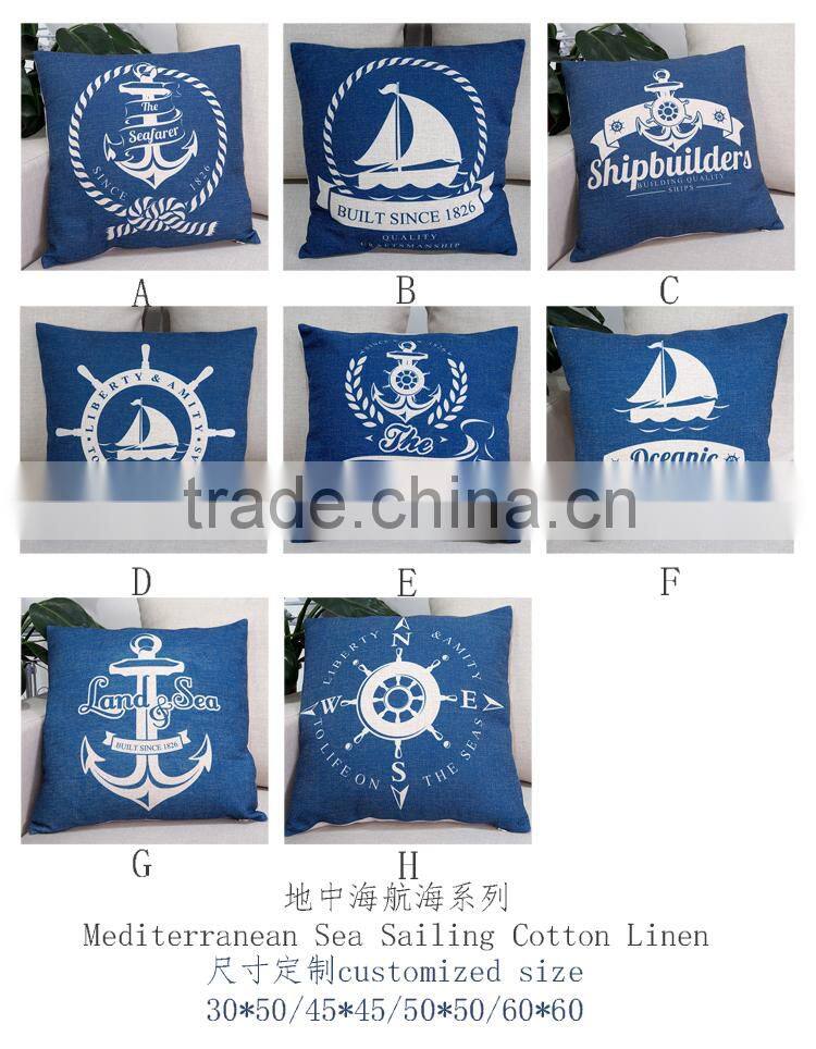 Home decorative throw pillow covers custom photo printed nautical patterns cushion