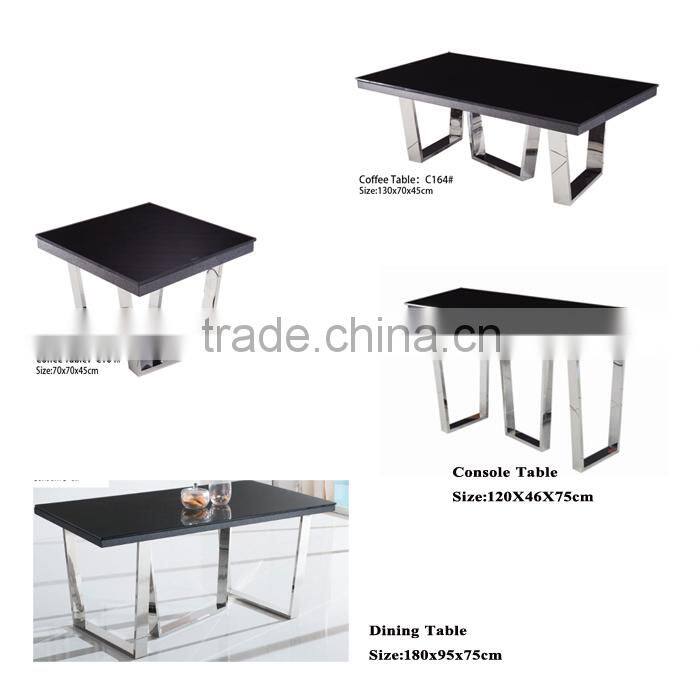 TB living room sofa black tempered coffee table set with small glass corner table