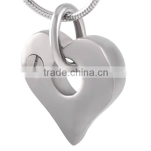 SRP8238 Engravable Blank Necklace Cremation Jewelry Keepsakes High Polish Hollow Heart Stainless Steel Cremation Urn Pendant