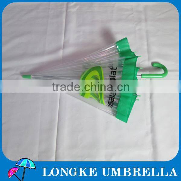 24" straight green color transparent clear auto open customized umbrella
