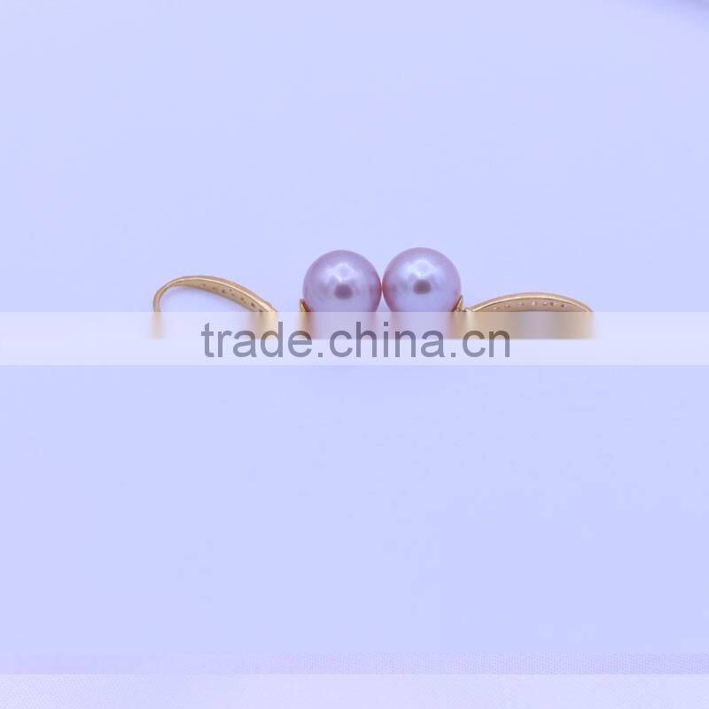 2015 top selling hanging pearl earrings with zircon