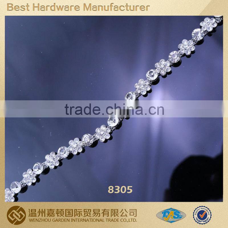 Wholesales Flower Rhinestone trimming Chain for wedding dress
