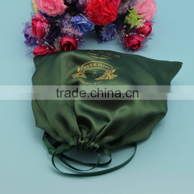 Custom satin logo printing silk jewelry bag silk drawstring bag for hair packing