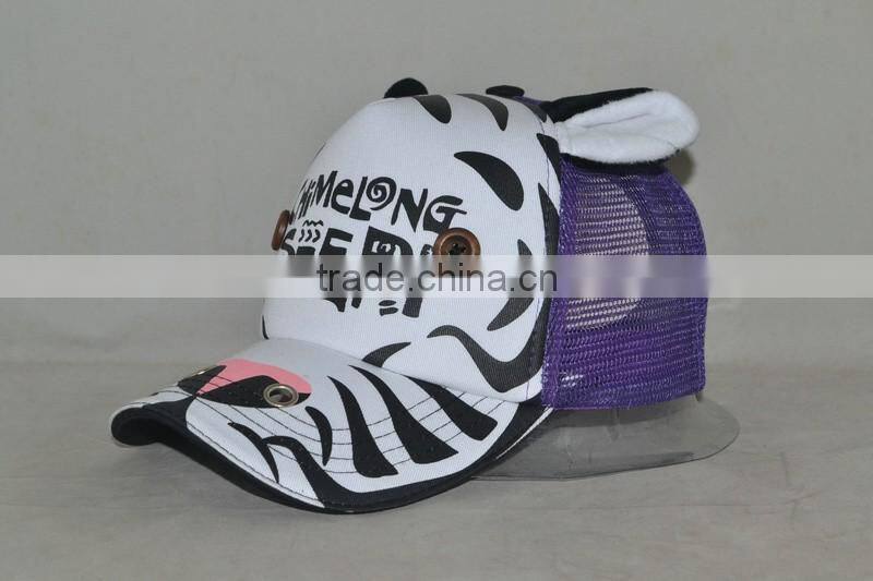 Guangzhou hat factory professional custom 100% cotton cute cartoon hippo shape trucker cap