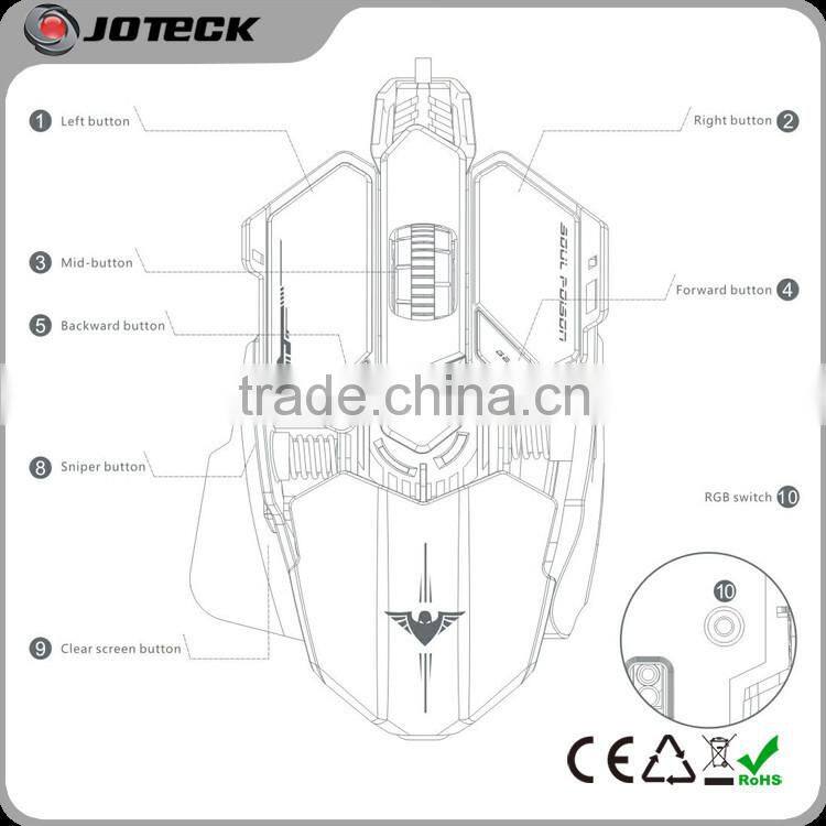 Big size illuminated programmable metal computer mouse for gamer