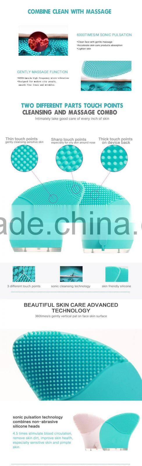 Ultrasonic Cleansing Face Massager Anti Aging Brush, Blemish Tool Exfoliator Makeup Treatment for Polish, Scrub, Microdermabrasi