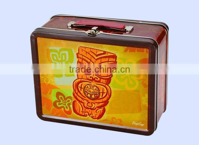 Cookie Use and Metal Material suitcase shaped metal tin lunch box with lock