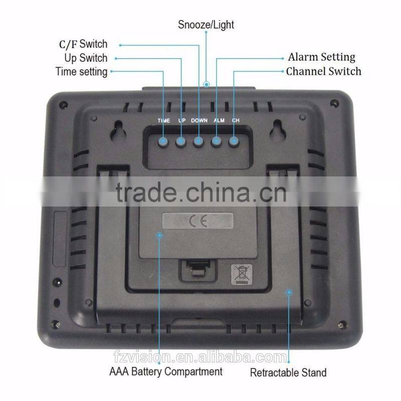 Professional Wireless Weather Station White Alarm Clock with Backlight Indoor Outdoor Temperature Humidity 3 Tramsmitters