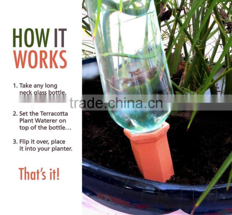 Terracotta Plant Watering Count Wine Bottle Stake Set