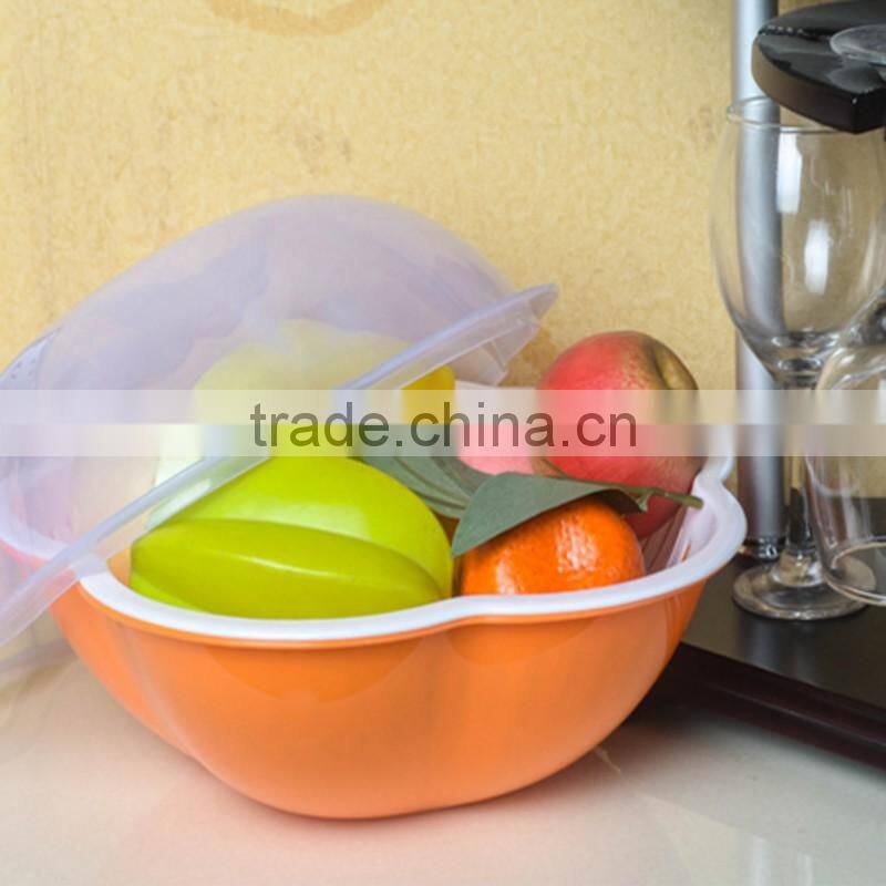 Fruit And Vegetable Drainer Basket With Lid , Plastic Drain Basket