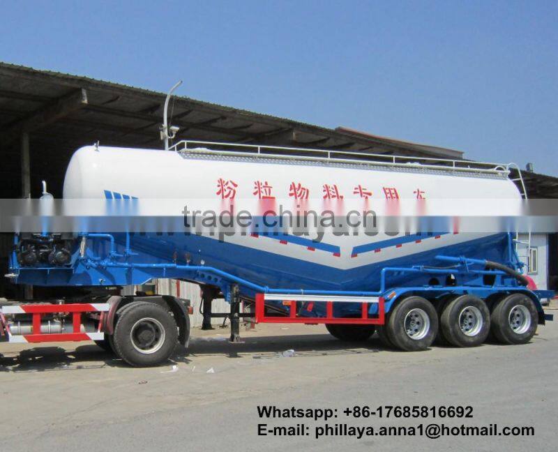 Tri-axle dry bulk cement tanker , cement bulker truck trailers with air compressor