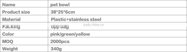 pet accessories eco plastic stainless steel anti slip leak proof double cat dog pet feeder water food bowl