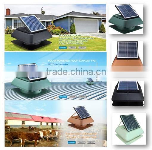 Smart Home Solar Roof Ventilating Fan, 14 inch fan blade 15 watt solar panel