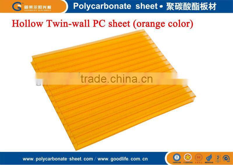 Orange polycarbonate hollow sheet