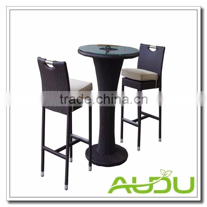 Audu Contemporary Bistro Set /Black Armless Rattan Bistro Set