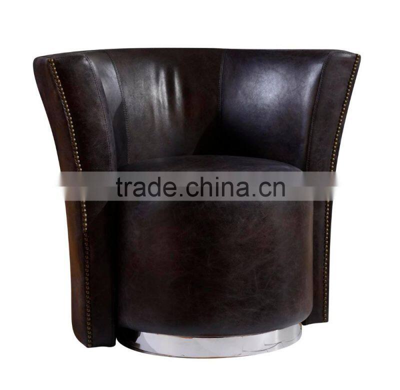 High Quality Comfortable Genuine Black Leather Chair/American Replica Leather Stool