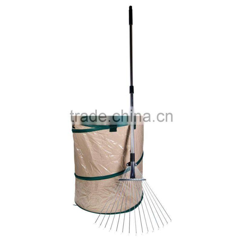 Leaf Rake and Pop-up Container Expandable Collapsible Storage Yard & Lawn Care