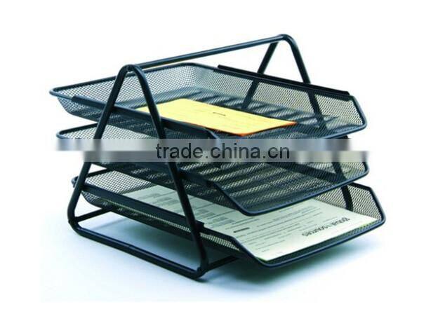 Store More Spray-paint Black Mesh Desktop Organizer with Triple Tray